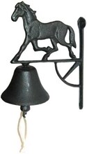 Beautiful bell with a horse motif in cast iron, black