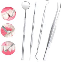 Tandvård och Munhygien Verktyg- 4 Delar rostfritt stål Silver