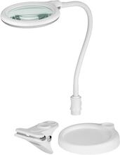 LED-förstoringslampa med stativ/klämma, 6 W, vit