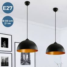 Jago - Vintage industriella hänglampor - taklampa - set om 2 - matsalslampa - sovrum - vardagsrum - metall - svart - 30 cm.