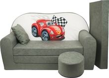 Bäddsoffa för barn - gästmadrass - soffa - 170 x 100 x 8 - bäddsoffa - grå - bilar