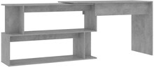 vidaXL Skrivbord hörn betonggrå 200x50x76 cm konstruerat trä