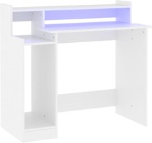vidaXL Skrivbord med LED vit 97x45x90 cm konstruerat trä
