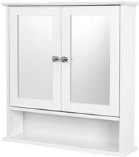 Spegelskåp - väggskåpspegel - med dubbel dörr - trä - vitt