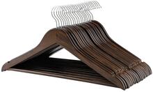 Träkläderhängare - för förpackningar - Uppsättning av 20 - tyghängare - hack i axeldelen - anti -slip -bruin