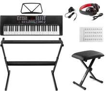 MAX KB5SET Digital piano keyboard paket med stativ, pall och hörlurar MAX KB5SET Keyboard digital piano-paket Premium set med 61-upplysta tangenter