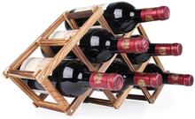 6 Bottles Racks Foldable Wine Stand Wooden Wine Holder Kitchen Bar Display Shelf(Carbon Baking)