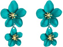2 PCS Ladies Fashion Geometric Flower Earrings(Blue And green)