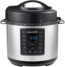 Crock Pot CSC051X-01 12-i-1-5 Programmerbar 1000W 6L Express Multi-Cooker, Slow Cooker, Steamer and Sauté Cooker, Silver