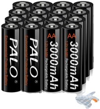 Uppladdningsbara AA-batterier, 100% originala, 3000mAh kapacitet, för-laddade, 1,2V, 28 st AA-batterier