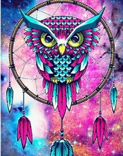 Diamond painting 5D DIY diamant målning Färgglada Big Dream Catcher Owl