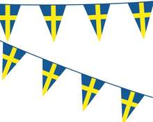 Vimpelgirlang 10m - Gul & Blå Sverigeflaggor för Nationaldag, Student, Examen & Midsommar Festdekorationer
