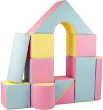 Stora skumbyggstenar - 11 stycken - färgade - rosa, blå, gul (pastell)