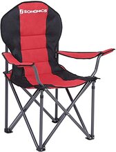 SONGMICS hopfällbar campingstol, med bekväm svampsits, utomhusstol, svart