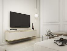 Elegant Tv-bänk BLUM Modern design med Push-to-Open-funktion B: 135 cm, H: 30 cm, D: 32 cm.