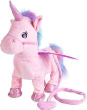 Elektrisk Walking Unicorn Plush Leksak Barn fyllda Animal Toy Electronic Music Unicorn Toy Gifts 35cm Pink