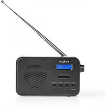 Nedis DAB+ Radio | Portabel design | DAB+ / FM | 1.3 " | Svart Blå Skärm | Batteridriven / USB ström | Digital | 3.6 W | Bluetooth® | Hörlursuttag | V