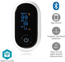 Nedis SmartLife Syremätare | Bluetooth | OLED-skärm | Auditivt larm / Perfusionsindex / Pulsfrekvens / Sensor med hög precision / Störning av rörelseh