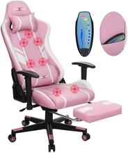 GC-RC03 Gaming Stol Massage Ergonomisk hög rygg Design Lumbar Relax Ny anpassad PU Massage Dator Kontorsstolar, Färg: Rosa + Vit