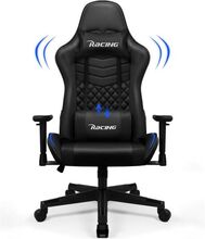 Gaming Chair Last 200KG Gaming Fåtölj 170° lutande 56CM sits, nackstöd, svankkudde, justerbara armstöd svart