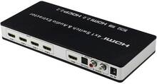 INF 4x1 HDMI Switch och ljuddelare UHD 4K 3D HDMI 2.0 ARC Toslink+RCA
