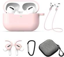 AirPods Pro Fodral Halsrem Earhooks Väska 5-i-1 Rosa