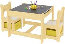 Sittgrupp Irixoa för barn bord och 2 stolar mörkgrå gul [en.casa]