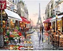DIY Creative Paint By Numbers Oil Painting Paris Flower Street Art Painting without Framework, Size: 40*50 cm