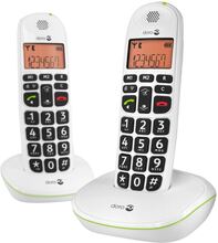 DORO PhoneEasy 100W Duo - Trådlös telefon med nummerpresentation - DECTGAP - vit + 1 extra handuppsättning