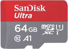 SanDisk Ultra - Flash-minneskort (microSDXC till SD-adapter inkluderad) - 64 GB - A1 / UHS Class 1 / Class10 - mikroSDXC UHS-I