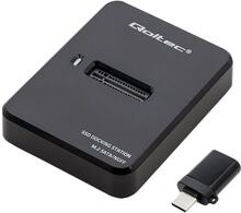 Qoltec - SSD-dockningsstation - fack: 1 - M.2 - M.2 Card (SATA) - USB 3.1 (Gen 1) - svart