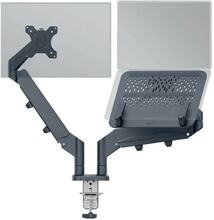 Leitz Ergo - Monteringssats (spring-assisted dual arm) - för 2 LCD-bildskärmar eller LCD-bildskärm och bärbar dator - space saving - mörkgrå - skärms