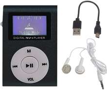 Mini Lavalier Metal MP3 Music Player with Screen, Style: with Earphone+Cable(Black)