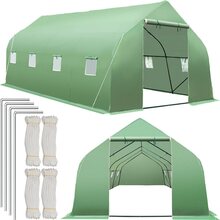 Plastväxthus tält med 8 fönster 600x300x205cm - grön