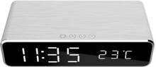 Gembird Digital väckarklocka med trådlös adefunktion Silver, Digital väckarklocka, Rectandel, Silver, iPhone X/XS/XR, iPhone 8, Galaxy S8/S7/S6, LCD