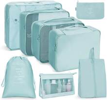 8 In 1 Cosmetic Bag Travel Storage Bag Set Folding Storage Bag( Lake Blue)