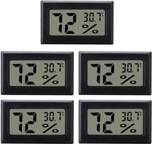 INF Mini digital hygrometer / termometer 5-pack Svart