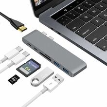 USB C Hub, 7 i 1 USB C-adapter för Macbook Pro/Air, Thunderbolt 3.1 PD 100W, HDMI 4K, 2 USB 3.0-portar, SD/TF-kortläsare