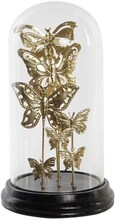 Prydnadsfigur DKD Home Decor Glas Svart Gyllene Metall Fjärilar (18,5 x 18,5 x 32,5 cm)