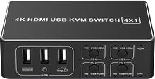 NÖRDIC KVM Switch 4 PC till 1 HDMI 4K 60Hz och 4xUSB HDCP 2.2