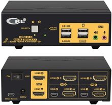 KVM 2x2 HDMI Switch Dual Monitor HDMI2.0 4K60Hz 4:4:4 med 1x3.5mm och 4xUSB-A