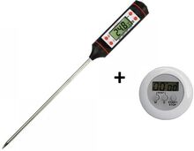 ENERGY 01 - förpackning med 1 digital matlagningstermometer med sond + 1 vit digital magnetisk kökstimer