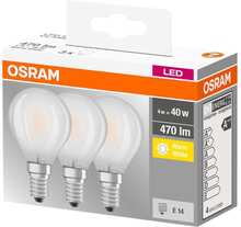 OSRAM LED BASE CLASSIC P - LED-glödlampa - form: P45 - glaserad finish - E14 - 4 W (motsvarande 40 W) - klass E - varmt vitt ljus - 2700 K