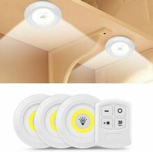 3-Pack Självhäftande LED Spotlights med Fjärrkontroll