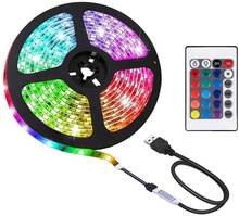 LED-strip, 2 Meter, RGB med fjärrkontroll, USB