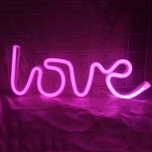 Neon LED Modeling Lamp Decoration Night Light, Power Supply: Battery or USB(Pink Love)