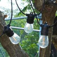 Ljusslinga utomhus - Utebelysning 14,4m med 15 st utbytbara E27 glödlampor