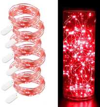 6-Pack 1m Mini LED Ljusslinga Batteridriven Röd