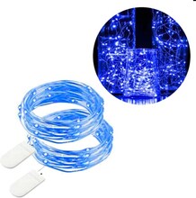 2-Pack 1m Mini LED Ljusslinga Batteridriven Blå