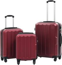 Hårda resväskor 3 st vinröd ABS